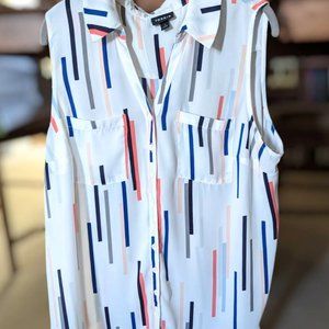 Torrid Women's Madison Georgette Button Up Blouse Top Size 1 Multi Color/ White